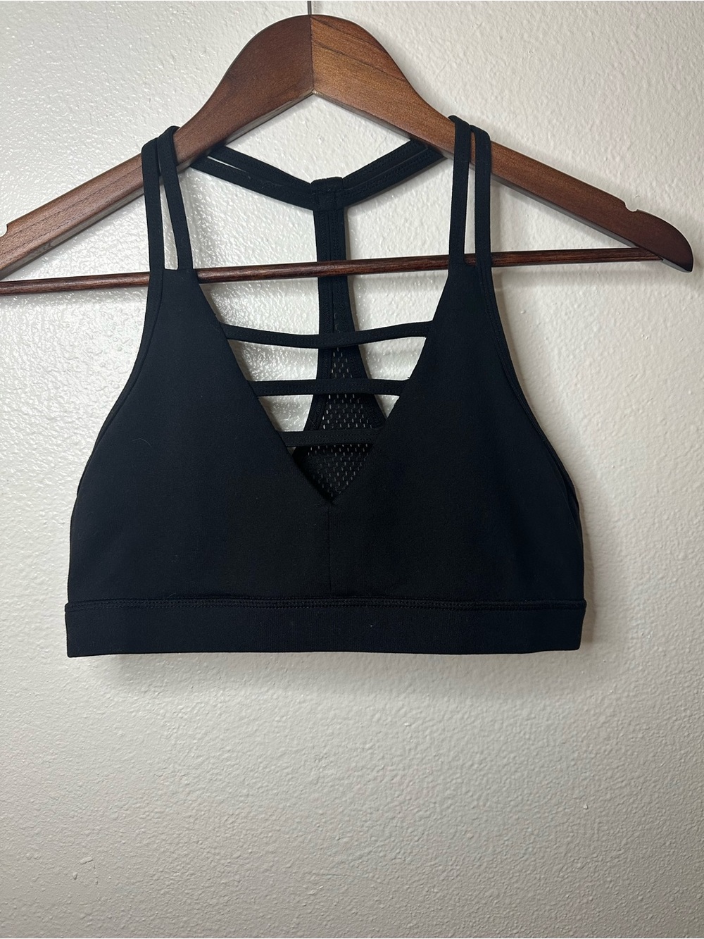 ZYIA Black Strappy V-Neck Sports Bra